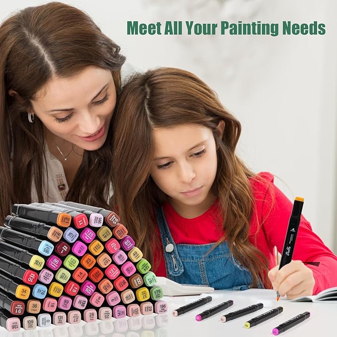 80 Colors Alcohol Markers Set, Dual Tips Blender Art Markers for Drawing Sketching Coloring Artist Pens and Underlining, Professional Permanent Sketch Marker for Kids Adult Coloring
