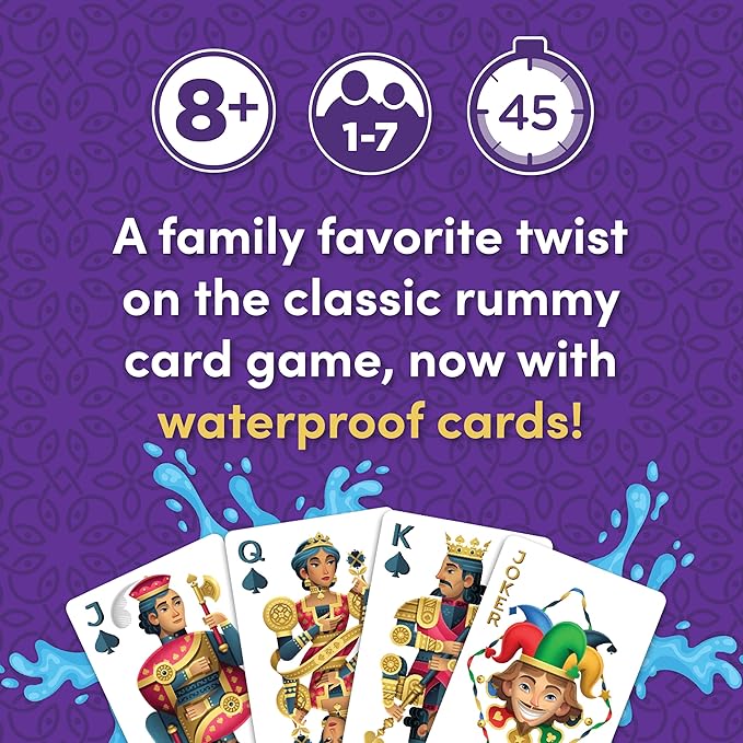 PlayMonster Five Crowns Waterproof Cards Games – Pool, Summer Toys, Pool Games, Family Game Night, The Game isn’t Over Until The Kings Go Wild!, 5 Suited Rummy Style Card Game, Ages 8+