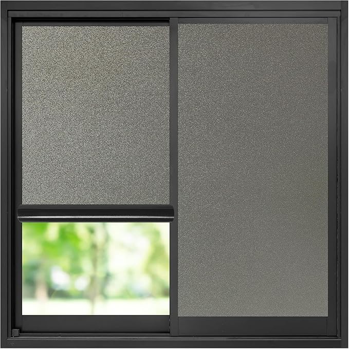 rabbitgoo Privacy Window Film, Static Cling Privacy Film for Glass Windows, Removable Grey Frosted Sun Light Blocking Coverings House Tint for Home Bathroom Garage, Taupe, 35.4 x 78.7 Inches