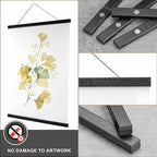 WITCOLOR Magnetic Poster Hanger, 30x20 30x30 30x40 Poster Frame Wood Wooden Magnet Print Posters Dowel Scroll Hanger Hangers Hanging Kit for Walls Map Canvas Artwork (Black, 30")