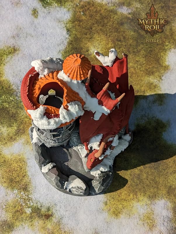 Dragon 3D Printed Dice Tower - Mythic Roll Collection - Unchained Games - Ascend to New Heights with your Rolls! (17.) Silk-Black & Red)