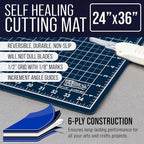 U.S. Art Supply 24" x 36" Self-Healing Cutting Mat 5-Ply - Double-Sided White/Blue Craft Mat, Non-Slip Cutting Mats for Crafts, Sewing, Quilting, Scrapbooking