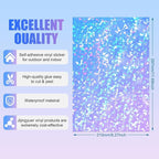 Teling 90 Sheets Holographic Sticker Paper Transparent A4 Vinyl Holographic Sticker Laminate Sheets Clear Overlay Lamination Film Paper Self Adhesive Waterproof with Gem Spot Rainbow Star Pattern