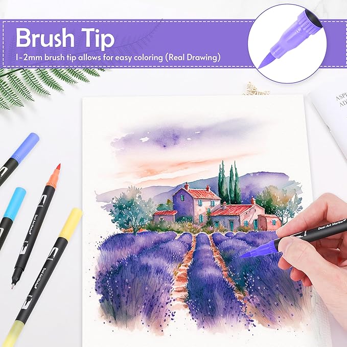 168 Colors Brush & Fine Dual Tip Watercolor Markers Set for Kids Adults Coloring Books No Bleeding Paint Pens For Drawing Note taking Planner Calligraphy Journaling Card Making Art Supplies