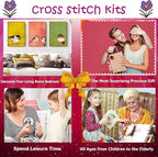 Dimxvean Stamped Cross Stitch Kits,Cross Stitch Kits for Adults Beginners,Embroidery Kits Full Range of Cross Stitch Stamped Kits Needlepoint Kits Cross Stitch Patterns-Eagles foraging lake 16x20 inch