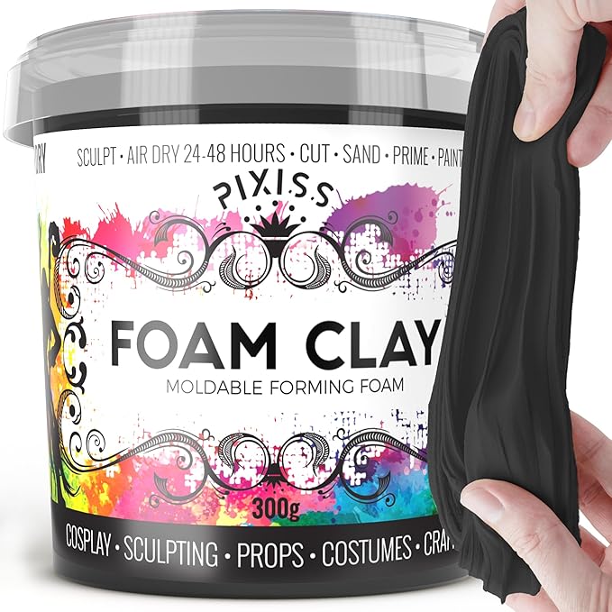 Foam Clay Air Dry Foam Modeling Clay - Cosplay Soft Clay for Slime Add Ins, Molding Clay for Sculpting with Eva Foam - 300 Gram Black Air Dry Clay