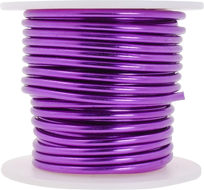 Mandala Crafts 8 Gauge Anodized Aluminum Craft Wire for Jewelry Making - 32 FT Colored Flexible Purple Wire - Bendable for Bonsai Armature Crafting Sculpting