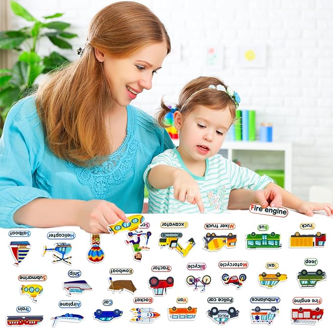 Felt Transportation Vehicles Learning Pieces,48 Felt Flannel Board Pieces,Air Land Sea Airplane Learning for Toddlers for Kindergarten,Preschool,Toddlers