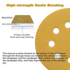 100PCS 5 Inch 8 Hole Sanding Discs 120 Grit,Gold Round Hook and Loop Sandpaper for Random Orbital Sander