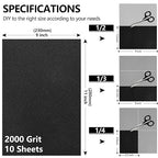 2000 Grit Sandpaper, 9 x 11 Inch Wet Dry Sand Paper Hand Abrasive Sanding Sheets for Wood Metal Automotive Sanding and Polishing, Fine - 10 Sheets