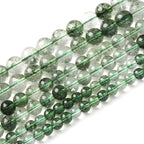 60PCS 6MM Green Crackle Phantom Ghost Crystal Beads for Jewelry Making DIY Bracelet Necklace Accessories 15" Energy Healing Power Stone Beads
