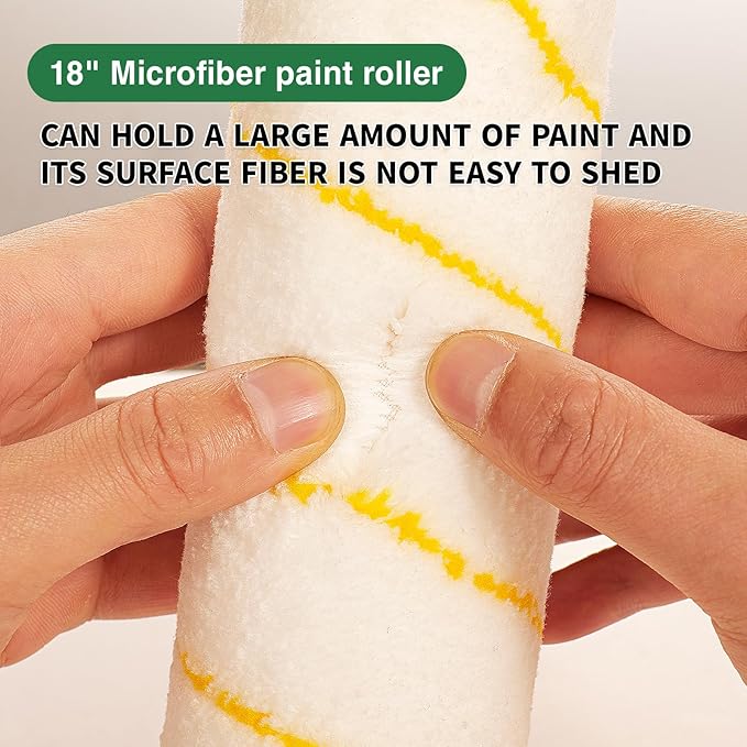 Voomey 18" Paint Roller kit，9 Piece 18 inch Paint Roller，18 Paint Roller Tray with Liner,Microfiber Paint Roller,Paint kit for House Painting