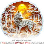 Wooden Puzzles for Adults, 3D Wolf Wooden Puzzles 200 Pieces, Unique Animal Shaped Wood Challenging Jigsaw Puzzles Gifts for Adults, 11.4x11.4in