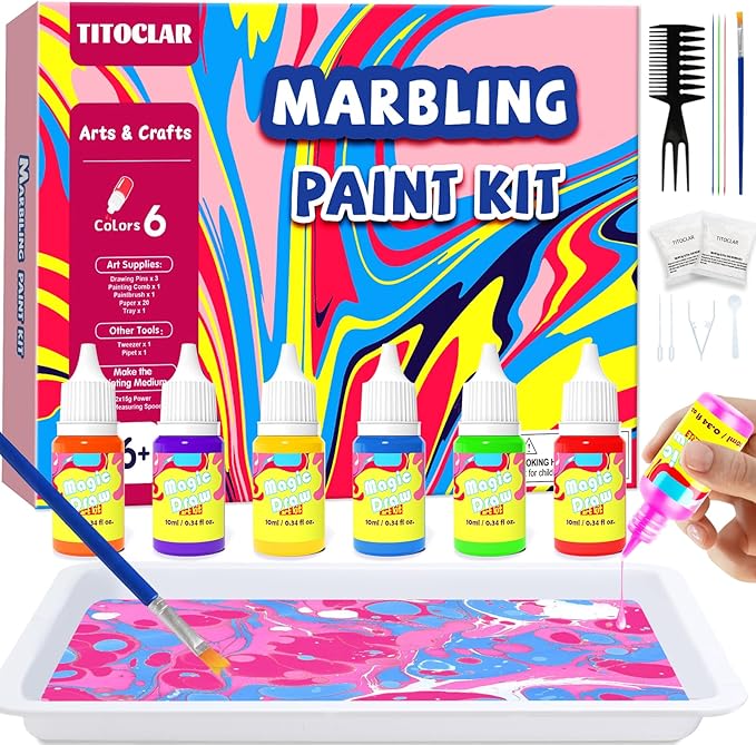 Water Marbling Paint for Kids, Art Supplies for Kids,Arts and Crafts for Girls Boys Ages 8-12 6-8 3-5, Birthday Gifts Toys for Girls 3+ Years Old