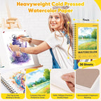 7"x10" Watercolor Paper Pad, 30 Sheets Watercolor Paper, 140lb/300gsm Spiral Bound Art Sketch Book for Adult, Bulk College Essentials, Watercolor Textured Paper for Finger Paint, Canvas Painting