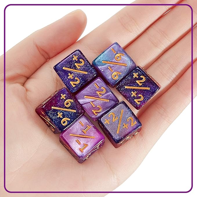 Sumind 24 Pcs Magic Life Counter Dice -1/+1 Counters Commander Buff Tokens 6 Sided Dice Loyalty Life Gifts Compatible with MTG CCG TCG Cards Gaming Accessory (Fresh Style)