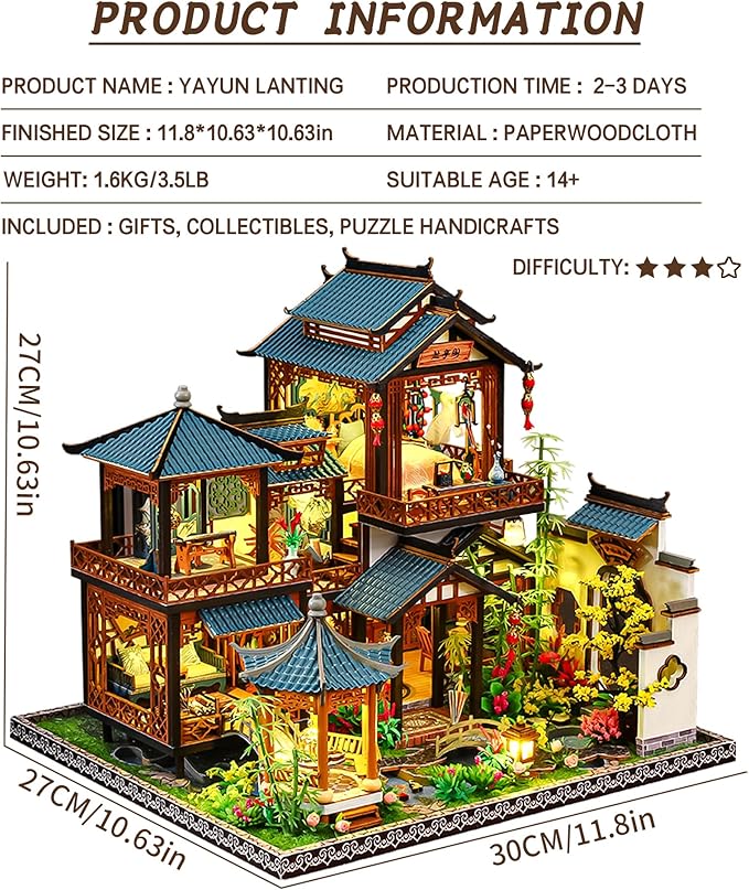 Spilay DIY Miniature Dollhouse Kit,DIY Dollhouse Kit with Wooden Furniture,Dust Proof Cover, Music Box and LED,Handmade Crafts Gifts for Birthday Christmas and Valentine's Day（P019）