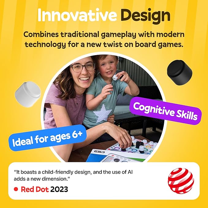 GiiKER Smart Four, 3D AI-Powered 4 in a Row Game, Strategy Board Games with Integrated Referee for 1-2 Players, Travel Games for Ages 6-12 and up, Birthday Gift for Kids Family Game Night