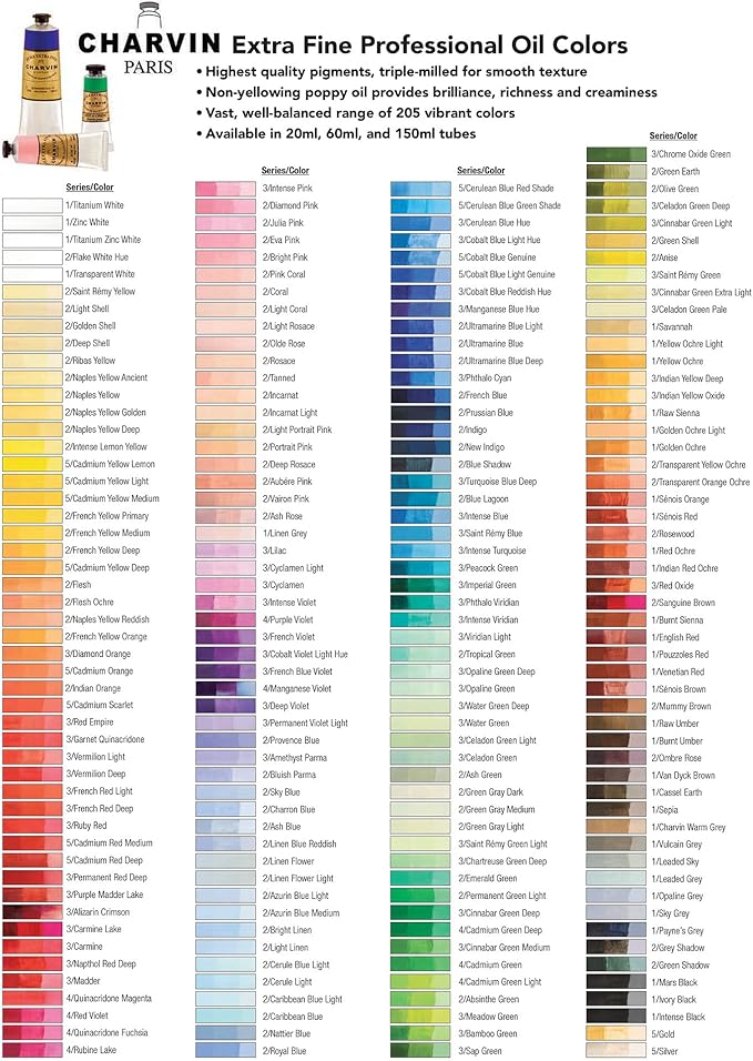 Charvin Extra Fine Oil Paint, Cadmium Yellow Lemon 60 mL - Triple-Milled, Rich Texture, Poppy Oil-Based, Light-Fast, Handmade, Archival Quality