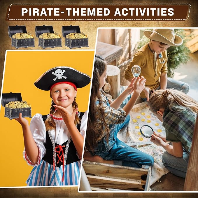 Hanaive 100 Pcs Plastic Gold Coins Fake Pirate Play Coins Spanish Doubloons St. Patrick's Toy for Kids Pirate Party, Treasure Hunt Board Game and Party Favors(Classic)