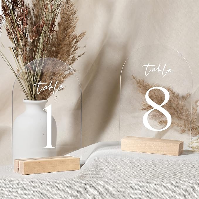 UNIQOOO 20 Pack 4" Wood Stands for Wedding Acrylic Sign, Wood Table Number Holders for 1/8 Thick Acrylic Sheets | Wedding Display Stand, Card Holder, Great for Bar Menu, Retail Sign, Party and Events