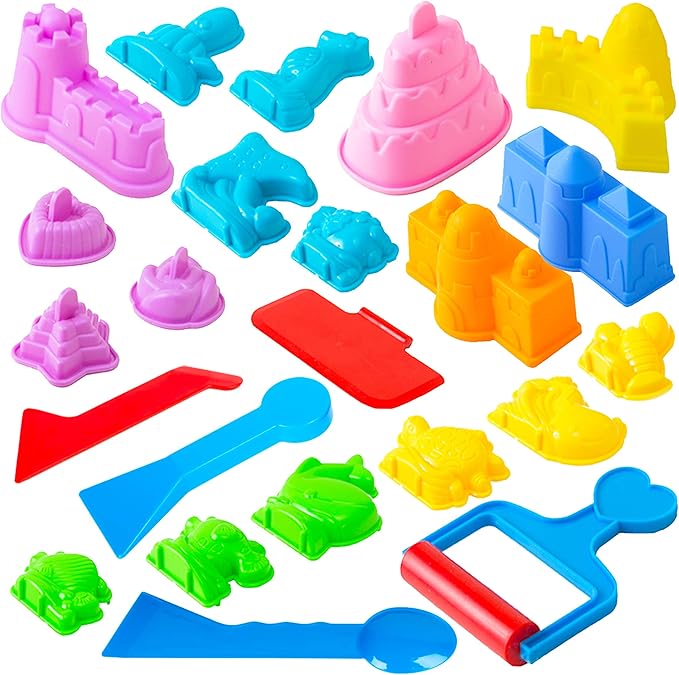 USA Toyz Sand Molds Beach Toys for Kids Set - 23pk Sandbox Toy for Toddlers, Compatible with Foam or Molding Clay Kits, Beach Sand Castle Building, Water Tables, Indoor Outdoor Sensory Toys for Kids
