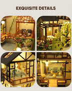 DIY Miniature House Kit, DIY Dollhouse Kit for Adults to Build, Mini House Kit with LED, Mayberry Street Miniatures, Ideal Gifts for Birthday, Valentine Christmas(Janpanese House)