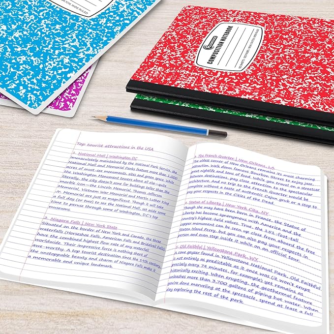 Rosmonde 1000 Pack (Pallet) Composition Notebooks Bulk, Wide Ruled, Pallet of Composition Notebooks, 200 Pages (100 Sheets), 9-3/4 x 7-1/2, Bulk Notebooks for School & Office, 4-7 Days Transit