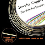 EuTengHao 6 Colors Jewelry Copper Wire Jewelry Beading Wire for Bracelet Necklaces Craft Jewelry Making Supplies (66 Yards,24 Gauge)