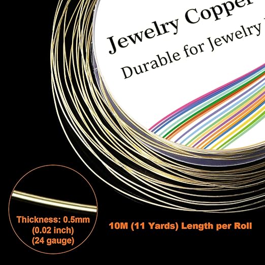 EuTengHao 6 Colors Jewelry Copper Wire Jewelry Beading Wire for Bracelet Necklaces Craft Jewelry Making Supplies (66 Yards,24 Gauge)