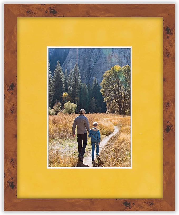 8x10 Mat Bevel Cut for 5.5x8.5 Photos - Acid Free Sunrise Yellow Suede Precut Matboard With Backing Board and Crystal Clear, Self Seal Photo Mat Bag - For Pictures, Photos, Framing - 4-ply Thickness