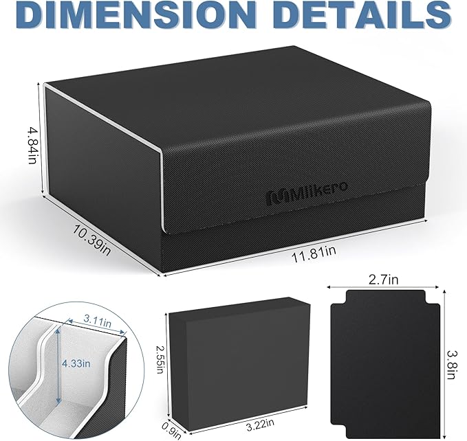 Mlikero Card Deck Case for Trading Cards 1800+, Trading Card Storage Box for Magnetic Card Holder and Hard Plastic Card Protectors, Leather Magnetic Closure Deck Box Fit for MTG, TCG