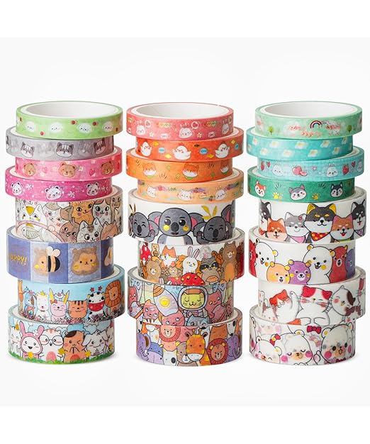 Mr. Pen- Cute Washi Tape for Journaling, 24 Rolls (12 x 7.5mm Wide & 12 x 15mm Wide), 3 Meter/Roll, Decorative Gold Foil Washi Tape Set, Halloween Supplies