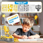 SMIESSKIDDO 3 in 1 Hydraulic Robot Arm - 220 Pcs STEM Building Toys with 4-Jaw Grab, Suction & Tongs for Kids 8-12 | No Batteries Needed Engineering Gift for Boys & Girls Ages 9 10 11