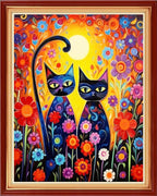 Magxvouy Cross Stitch Kits Stamped Full Range of Embroidery Kits,Cross Stitch Patterns Needlework Kits for Beginners 11CT Printed Kits&Magical Cat 16x20 inch