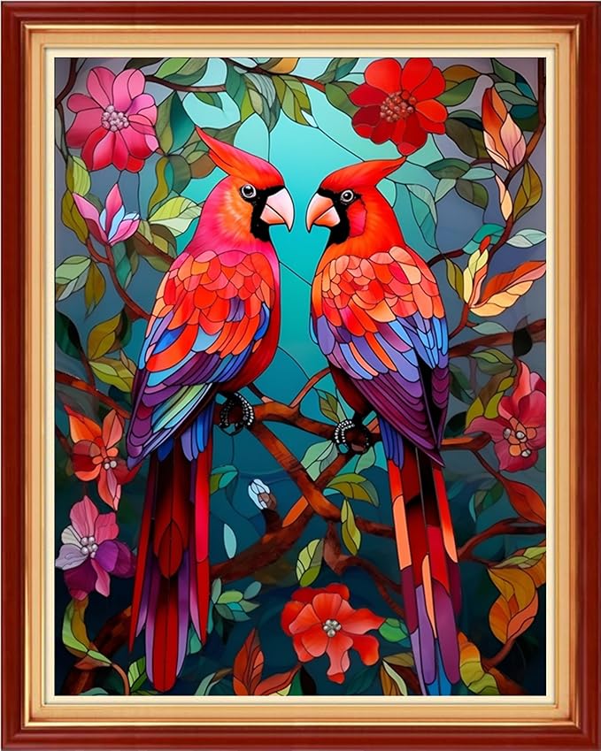 Dimxvean Stamped Cross Stitch Kits,Cross Stitch Kits for Adults Beginners,Embroidery Kits Full Range of Cross Stitch Stamped Kits Needlepoint Kits Cross Stitch Patterns-Flower Parrot 16x20 inch
