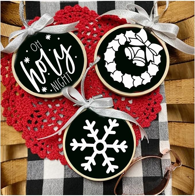 Small Stencils for Painting on Wood Reusable, 3 Inch Reusable Stencil for Craft Ornament Paint Template Stencils for Wall Card Rock Wood Signs Coasters Canvas Home Decor (Christmas)