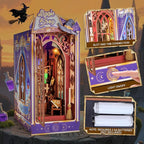 Glow in The Dark Book Nook Kits for Adults, Miniature House Dollhouse Kit for Teens, DIY Crafts for Adults, Bookshelf Decor Magic Shop with LED Light, Gifts for Family and Friends