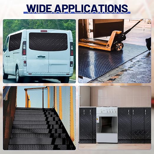 24"x 96" x 0.06" 1060 Black Aluminum Diamond Plate Metal Aluminum Cross Pattern Plate for Cargo Trailer Siding RV Siding Ramps Boats Cold Room Walkways Skid Plates Flooring Footboards