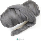 Colored Natural Wool roving, 1 lb. Best Wool for Needle Felting, Wet Felting, handcrafts and Spinning. (Graphite, 1 lb)