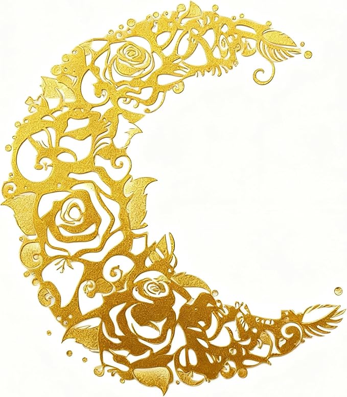 TIAMECH A4 Reusable Moon Flower Stencil for Painting - Rose Crescent Layering Template, DIY Wall Art, Wood Furniture, Scrapbook & Crafts (8.3x11.7inch)