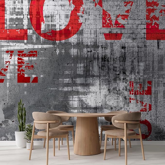 wall26 Wall Sticker/Wall Mural Love Letters Graffiti, Not Peel and Stick, Non-Woven Wallpaper Decorative for Bedroom, Living Room, Office - 108x120 inches