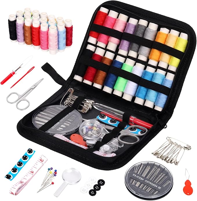 Rustark 86Pcs Sewing Kit With Portable Bag, Premium Supplies Includes 18 Colors Threads and Accessories for Home, Traveler, Emergency Repair