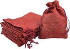 Palmhomee Pack of 25 Burlap Gift Bags with Drawstring Linen Jewelry Pouches Wedding Hessian Jute Bags for Birthday and Treat Pouches Party Wedding Favors Gift (4x5.6 Inch, Burgundy)