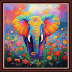 Dimensean Stamped Cross Stitch Kits Full Range of Embroidery Patterns Starter Kits for Beginners Adult or Kids DIY Cross Stitches Needlepoint Kits 11CT-Colorful Elephant Flowers 18x18 inch