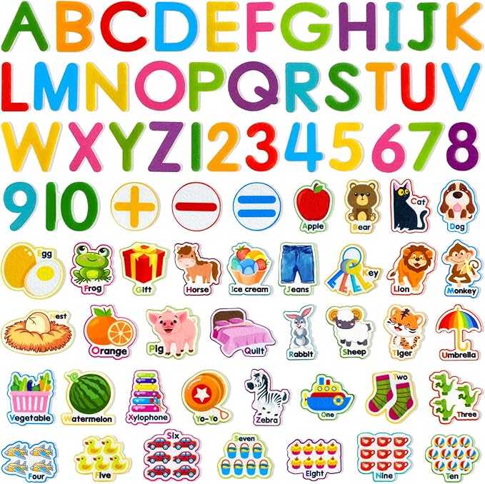 Felt Learning Letters and Numbers - 75 Felt Board Pieces for Flannel Board, Alphabet ABC for Toddlers, Kindergarten, Preschool