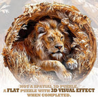 KAAYEE Wooden Puzzles for Adults, 3D Vision Effect Lion King Wooden Jigsaw Puzzles Flat 100 PCS Unique Shape Advanced Wood Puzzle Adult, Birthday Fathers Family Game (S-8.5 * 8.5 in)