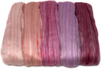 Merino Silk Luxe Tonal Designer Blend. Superfine Merino, Mulberry, Tussah Silk. Top Roving for Spinning or Felting. Blushing Rose 5oz