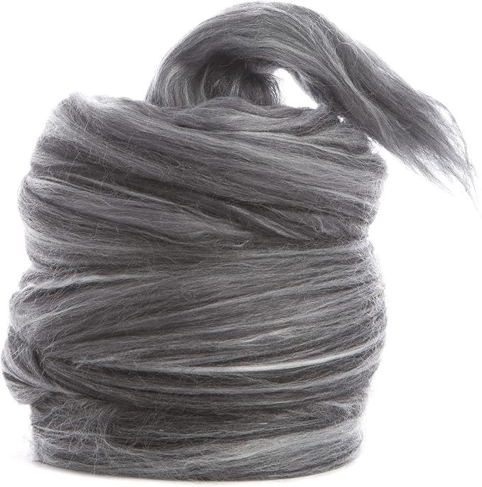 Desert Breeze Distributing – 100% Natural Merino Wool Roving, Wool for Spinning, Tapestry Yarn, Needle Felting, Wet Felting, Big Yarn Roving, 19 Micron, 70mm Staple Length, 8 OZ Size, Color Orca