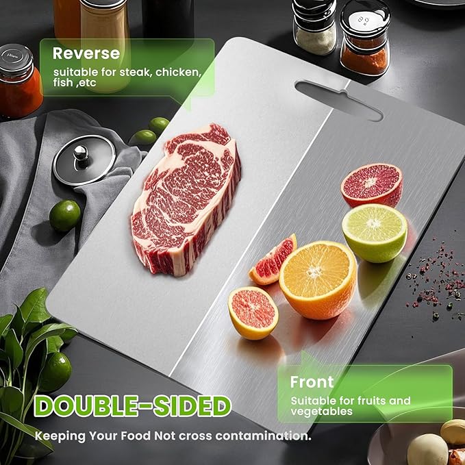 2Pack Titanium Cutting Board, 2025 New Upgrade 100% Pure Titanium Cutting Boards for Kitchen, Hygiene & Durability Non Stick Chopping Board, Double sided Cutting Board, Easy to Clean (13 * 9)